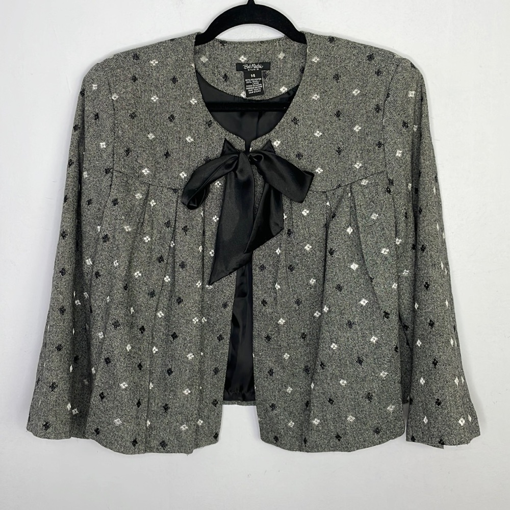 Bob Mackie Open Blazer with Black Bow